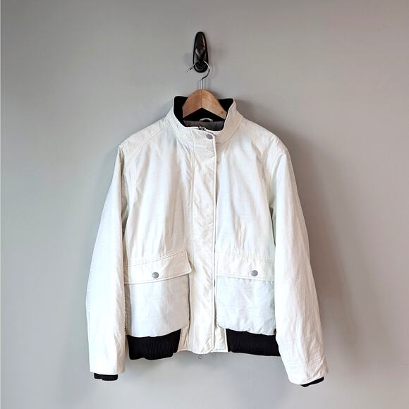 Woolrich Ski Jacket Women’s Large White Black Thinsulate Full Zip Winter Jacket - Picture 1 of 13